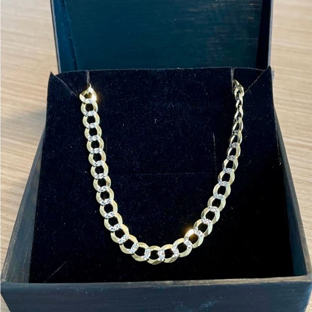 14k Two-tone Gold Pave Curb Chain